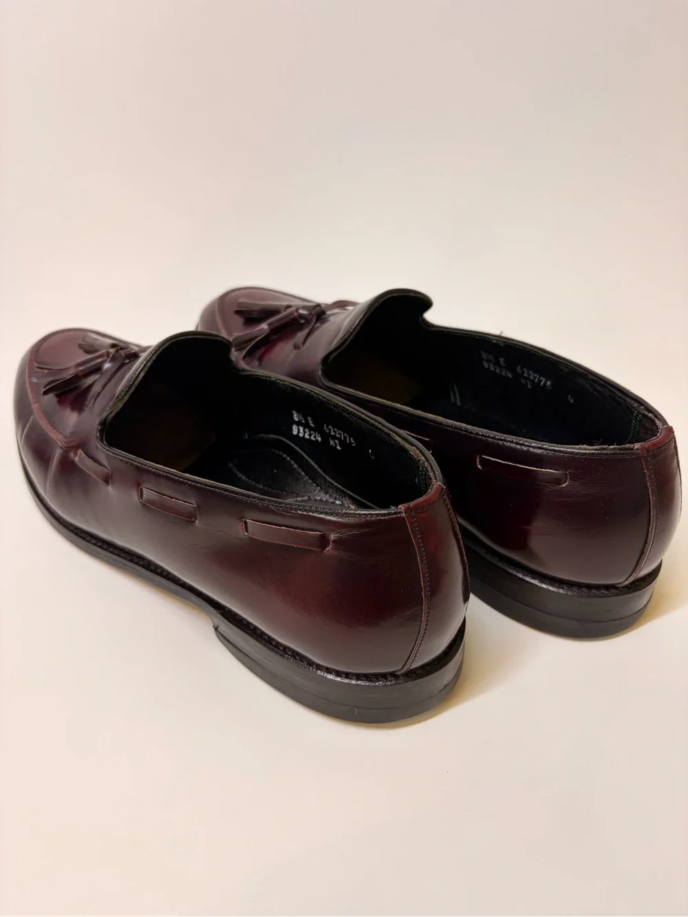 Vintage 1980s Florsheim Imperial Tassel Loafers USA 8.5 E Burgundy 93224
